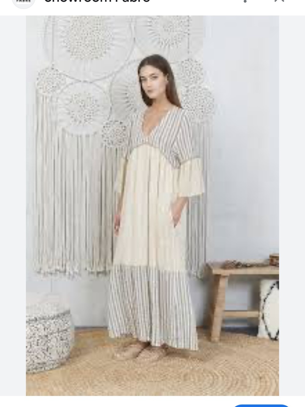 Valérie Khalfon Striped Linen-Blend Dress in Cream & Black